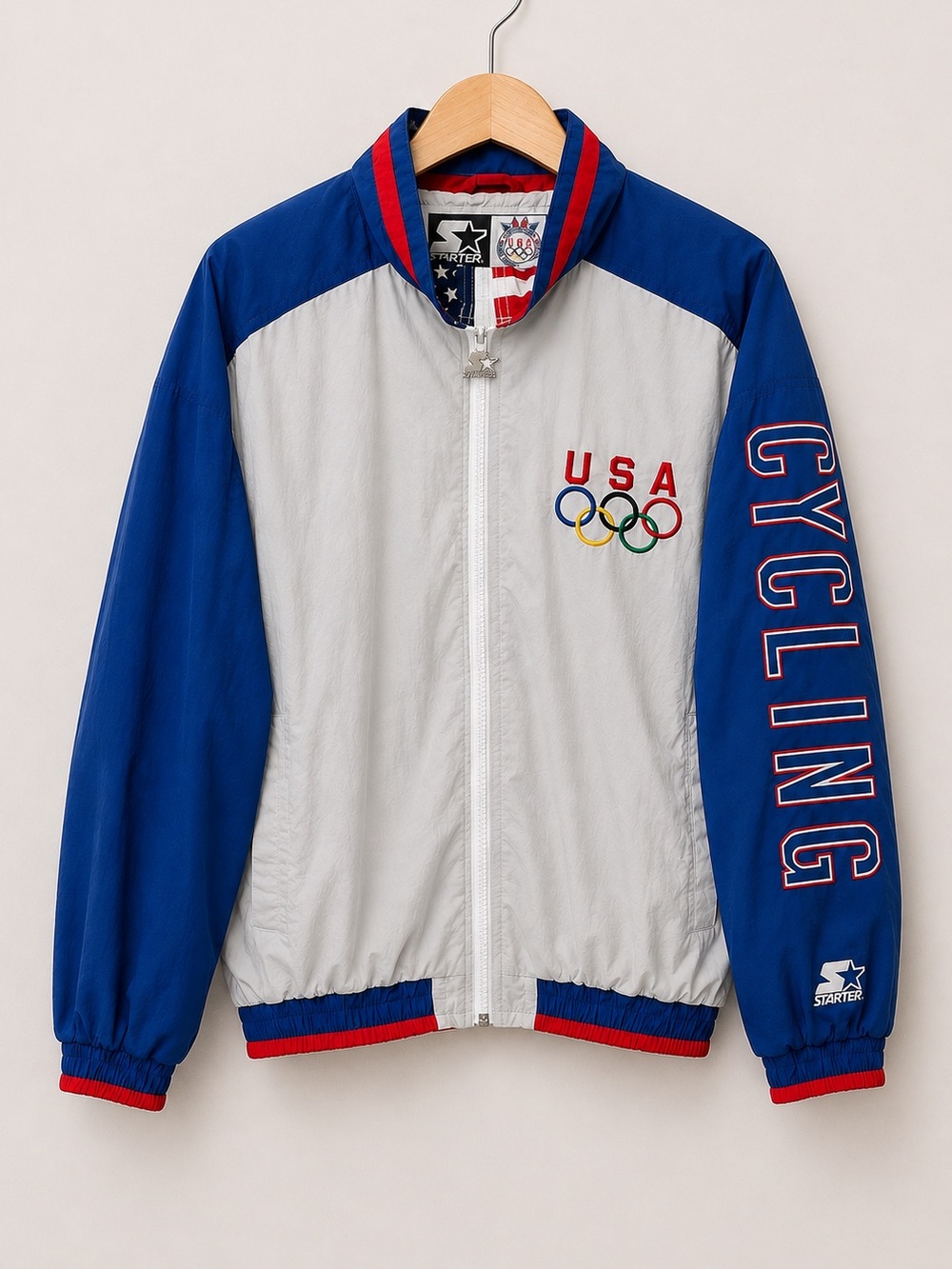 Starter Vintage Olympic Cycling Jacket Men’s Large USA U.S. Olympic Team